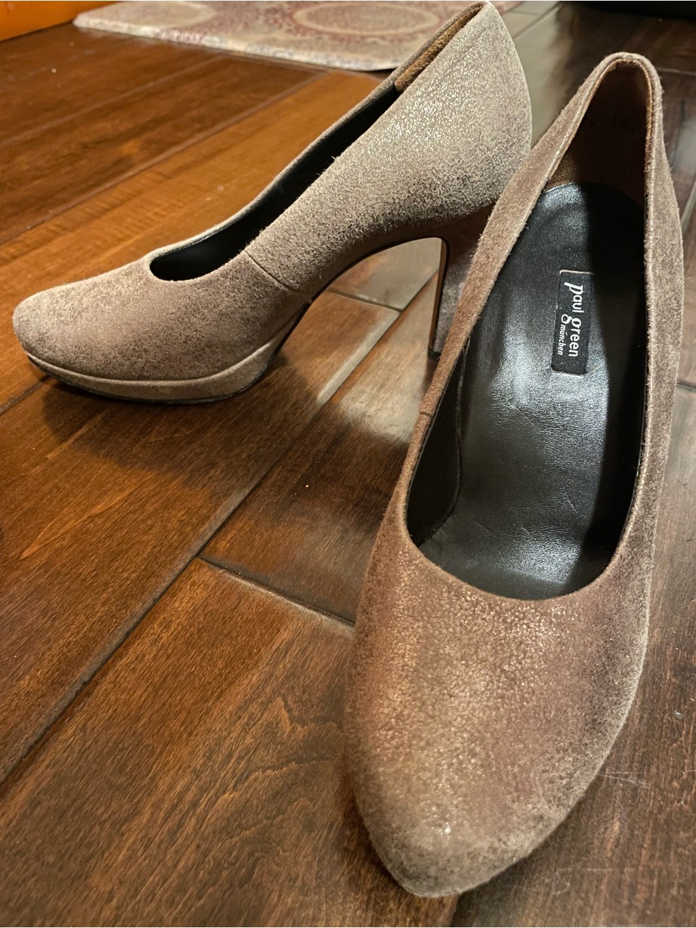 Paul Green Taupe Suede metallic High Heel Pumps SZ 6.5